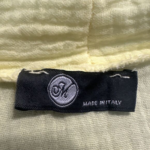 Made In Italy 100% Linen Gauze Top Size Small Yellow Beachy Coastal Oversized - Picture 2 of 6